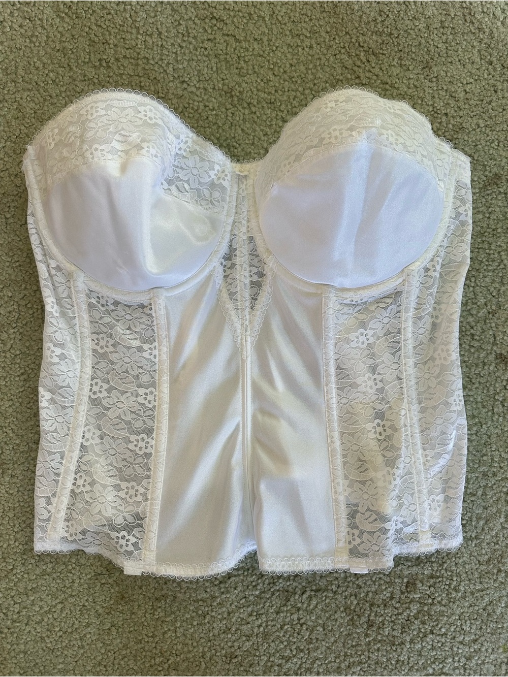 Dominique White Lace Strapless Longline Bustier Corset